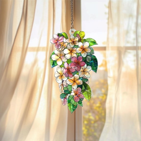 Plumeria Tropical Flower Colorful Floral Art Acrylic Suncatcher Window Hanging Summer Decor