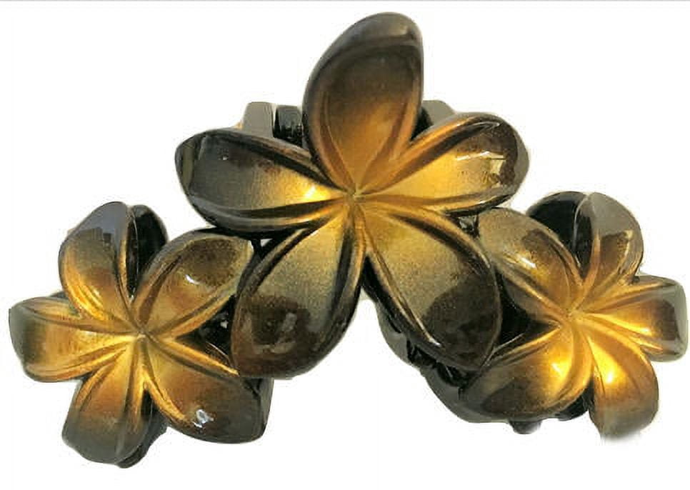 Plumeria Yellow 3 Flower Hair Clip Claw Medium