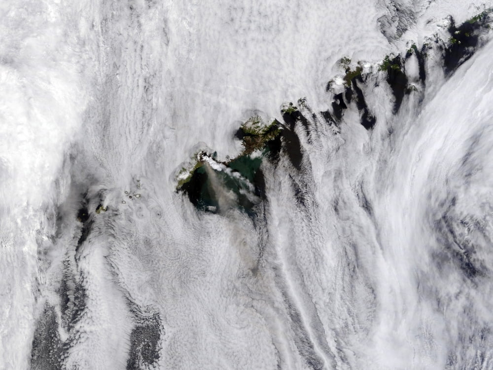 Plumes from Okmok Volcano Aleutian Islands Canvas Art - Stocktrek Images (33 x 25)