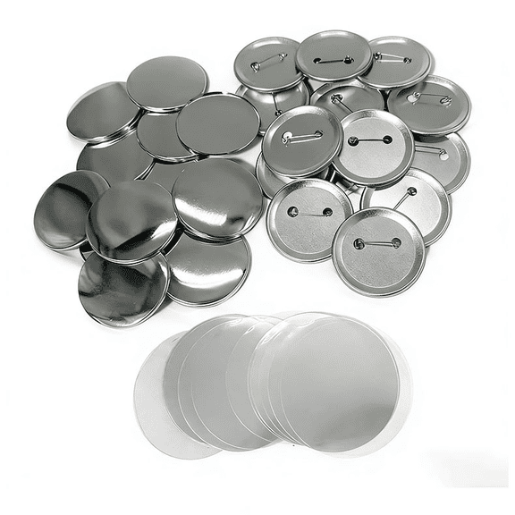 Plumilo 110pack Button Covers for 58mm Button Maker, Custom Buttons Supplies with Metal Shells, Pin Backs and Mylar Films, 110 Set DIY Badge Making Kit