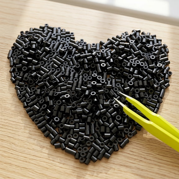 Plumilo Black Melty Beads 5mm, 1000 Pieces Fuse Beads Bulk for DIY Crafts, Pixel Art, School Projects and Handmade Decorations