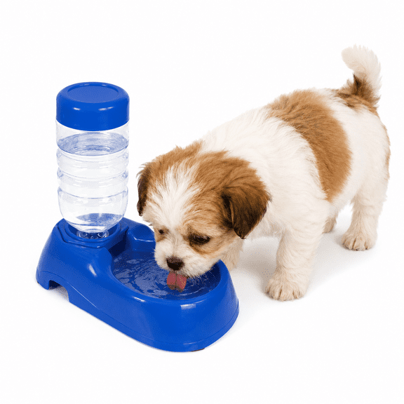 Plumilo Cat Water Dispenser, Dog Water Bowl, Automatic Gravity Pet Water Dispenser for Cats and Small Dogs, Blue