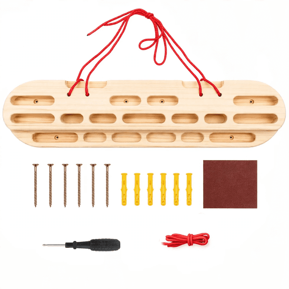Hangboard, Wooden Rock Climbing Hangboard with Multiple Grip Positions, Finger Training Board for Rock Climbing, Bouldering and Strength Training, 55 x 15 x 4.5 cm