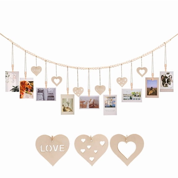 Plumilo Office Cubicle Decor Hanging Photo Display, Wooden Picture Frames Collage Wall Decor, Natural Wood