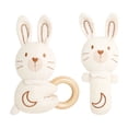 thumbnail image 1 of Plumora Baby Cotton Rattle Teether Set - Organic Cotton Plush Sensory Toy, Car Seat and Stroller Hanging, Chewable Soft Rings, Crib Toys for Infants, Encourages Fine Motor Skills., 1 of 5
