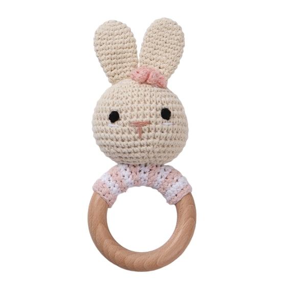 Plumora Baby Crochet Rattle Hand Toy - Handmade Crocheted Rattle, Soft Yarn, Gentle Jingle, Stroller and Car Seat Hanging, Crib Toys, Natural Fiber, Safe for Newborns.