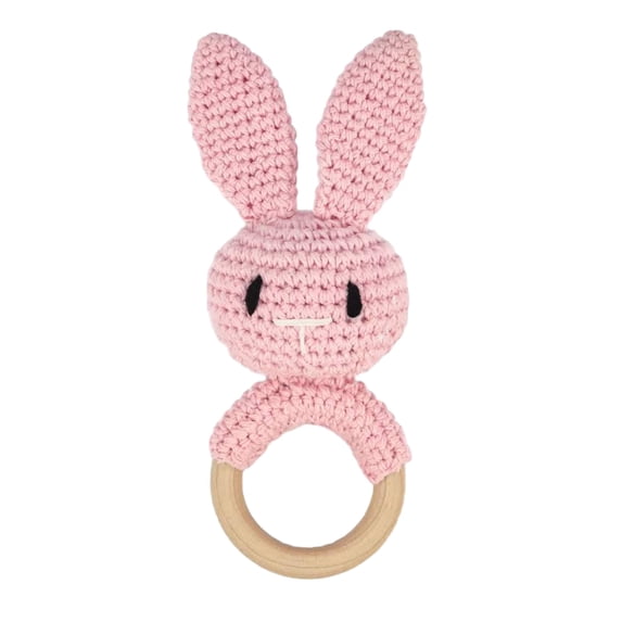 Plumora Baby Crochet Rattle Hand Toy - Handmade Crocheted Rattle, Soft Yarn, Gentle Jingle, Stroller and Car Seat Hanging, Crib Toys, Natural Fiber, Safe for Newborns.
