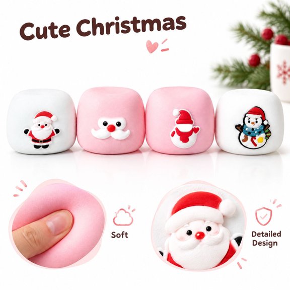 Plumora Christmas Pudding Crunchy Squishy  Squishy Stress Relief Toys Block Fill