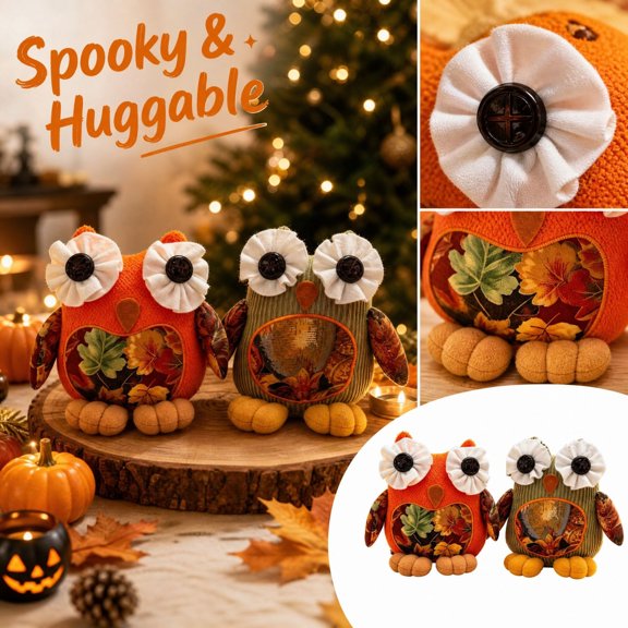 Plumora Halloween Owl Plushies - Cute Stuffed Animal Plush Figurine for Decorations, Cute Plushies for Babies