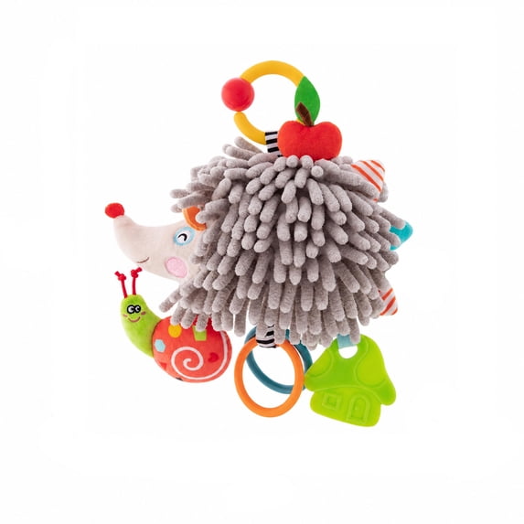 Plumora Musical Plush Hedgehog Pull Toy - Pull String with Bell, Hanging for Car Seat and Stroller, Crib Toys Hanging, Stuffed Animal Figurine, Soothes and Entertains.