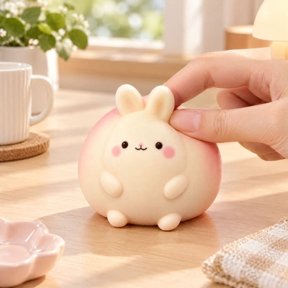 Plumora Peach Bunny Squishy Toys  Crunchy Squishy Stress Ball Block Fill