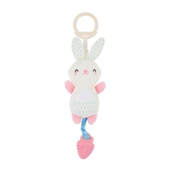 Plumora Plush Animal Teether Wind Chime Toy - Hanging for Car Seat, Stroller, and Crib, Soft Stuffed Figurine with Rattle, Soothes Gums, Great Baby Car Toy, Non-Toxic.