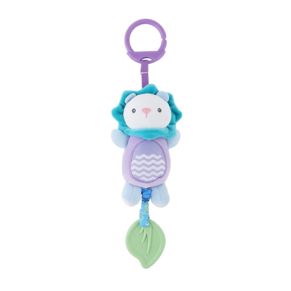 Plumora Plush Animal Teether Wind Chime Toy - Hanging for Car Seat, Stroller, and Crib, Soft Stuffed Figurine with Rattle, Soothes Gums, Great Baby Car Toy, Non-Toxic.