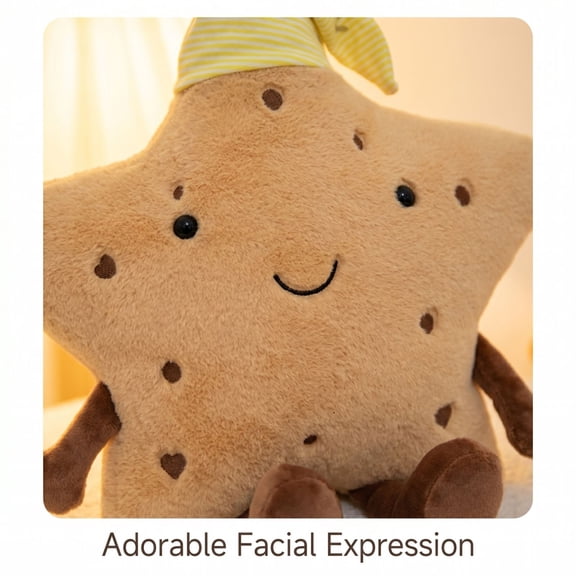 Plumora Plushies Stuffed Animals Star Cushion - Cute Soft Cookie Shape, Ideal Home Decor and Play Toy for Children