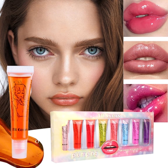 Plump Lip Balm Set – Hydrating Lip Oil Formula, Soft Lightweight Liquid Texture, Smooth Daily Lip Color, Winter Lip Care, Gloss Finish, Multi-Use Lip Set for Women, Holiday Gift, M Makeup Organizers