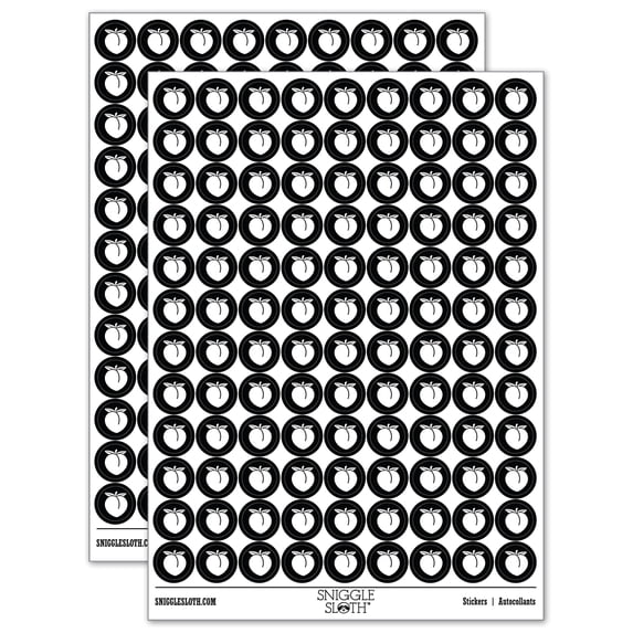 Plump Peach Solid 200+ Round Stickers - Black - Gloss Finish - 0.50" Size