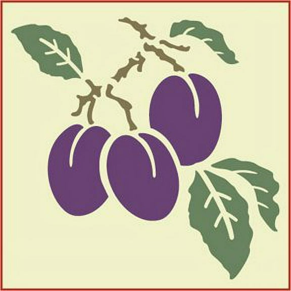 Plums Stencil - Fruit Pattern Stencil DIY for Painting Kitchen Bathroom Crafts Laser Cut Reusable Mylar Template Home Decor - The Artful Stencil