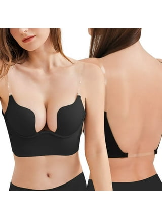 Women Strapless Bra with Clear Strap and Clear Back Straps Push up Padded  Underwire Multiway Convertible Non Slip