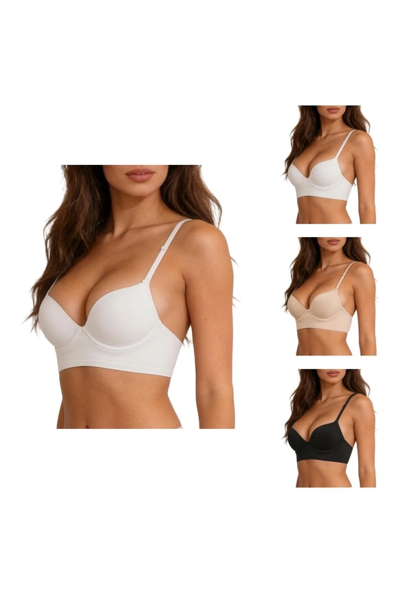 Plunge Bras for Women Racerback Adjustable Spaghetti Strap Triangle Cup Soft Underwear Bra