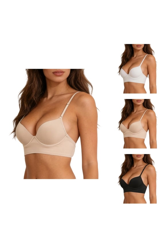 Plunge Bras for Women Racerback Adjustable Spaghetti Strap Triangle Cup Soft Underwear Bra