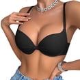 thumbnail image 1 of Plunge Underwire Bras for Women Cheeky Ruched Push Up Bras Adjustable Strap Lifting Minimizer Bralette 36D, Black, 1 of 7