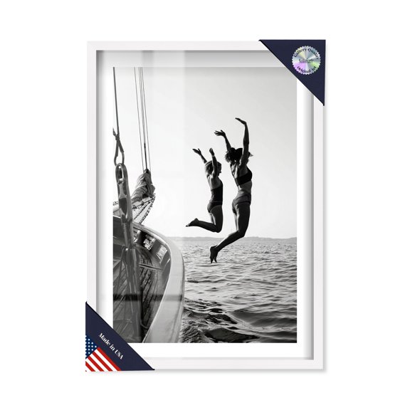 Plunge into Peace Shadowbox Print Fashion Art Prints by Notoriart, White Frame, 31 x 46