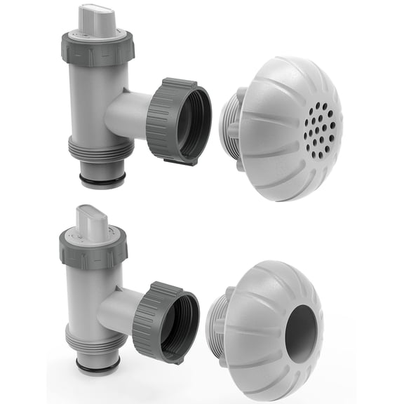 Plunger Valves for Pools Replacement Parts, Above Ground Pool Parts, Pool Pump Part with On Off Plunger Valves, 1.5" Outlet Strainer & Inlet Nozzle, Pool Hose Adapter for Sand Pump