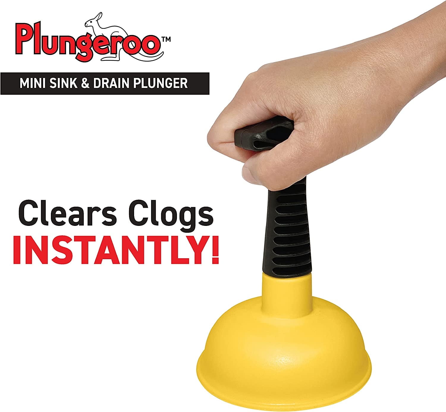 Yellow Mini Sink and Drain Plunger with Non-Slip Handle