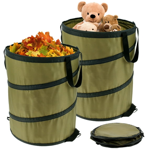 Fznkrag 10 Gallon Collapsible Trash Can 2Pcs Non Woven Fabric Pop Up Trash Bag Foldable Leaf Bag Holder Reusable Portable Bin