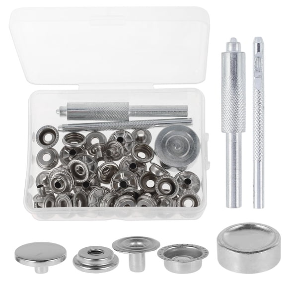 Fznkrag 10 Sets Snap Fasteners Kit Metal Snaps Fasteners Sew-on Snap Buttons Heavy Duty Leather Snap Fasteners with Material Hole Punch and Setting Tools