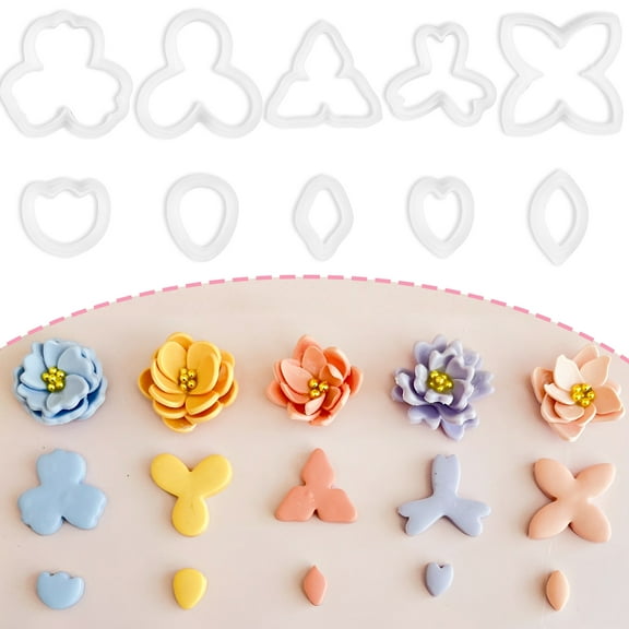 Pluokvzr 10 pcs Polymer Clay Cutters 10 Shapes Petal Clay Cutters Beautiful Polymer Clay Jewelry Cutters Unique Mini Clay Cutters for Earrings Necklaces Brooches Making
