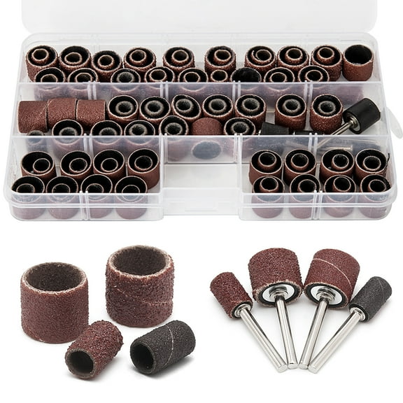 Fznkrag 104 Pieces Sanding Bands Drum Set Sleeve Tool 60 120 320Grit With 4 Mandrel Kit Sander Sanding Sleeves Mandrels for Rotary Tool