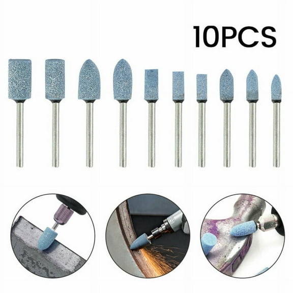 Grusce 10pcs Ceramic Stone Polishing Grinding Dremel Rotary Die Grinder Drill Bit Tool