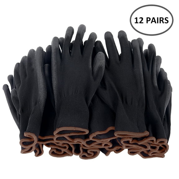Tzgsonp 12 Pairs Rubber Protective Gloves Antistatic Nylon Gloves Work Safety Working Mechanic Gloves Garden Builder