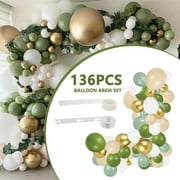 Pluokvzr 136PCS Sage Green Balloon Garland Arch Kit for Baby Birthday, Wedding, Tropical Party Graduation or Jungle Safari Theme Backdrop Party Decoration