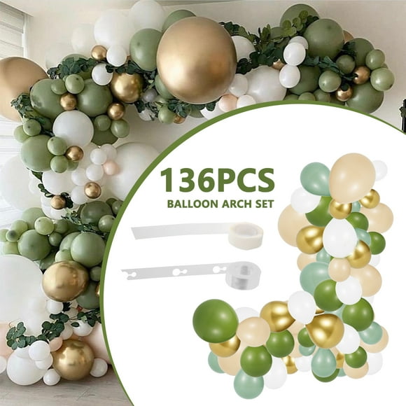 Pluokvzr 136PCS Sage Green Balloon Garland Arch Kit for Baby Birthday, Wedding, Tropical Party Graduation or Jungle Safari Theme Backdrop Party Decoration