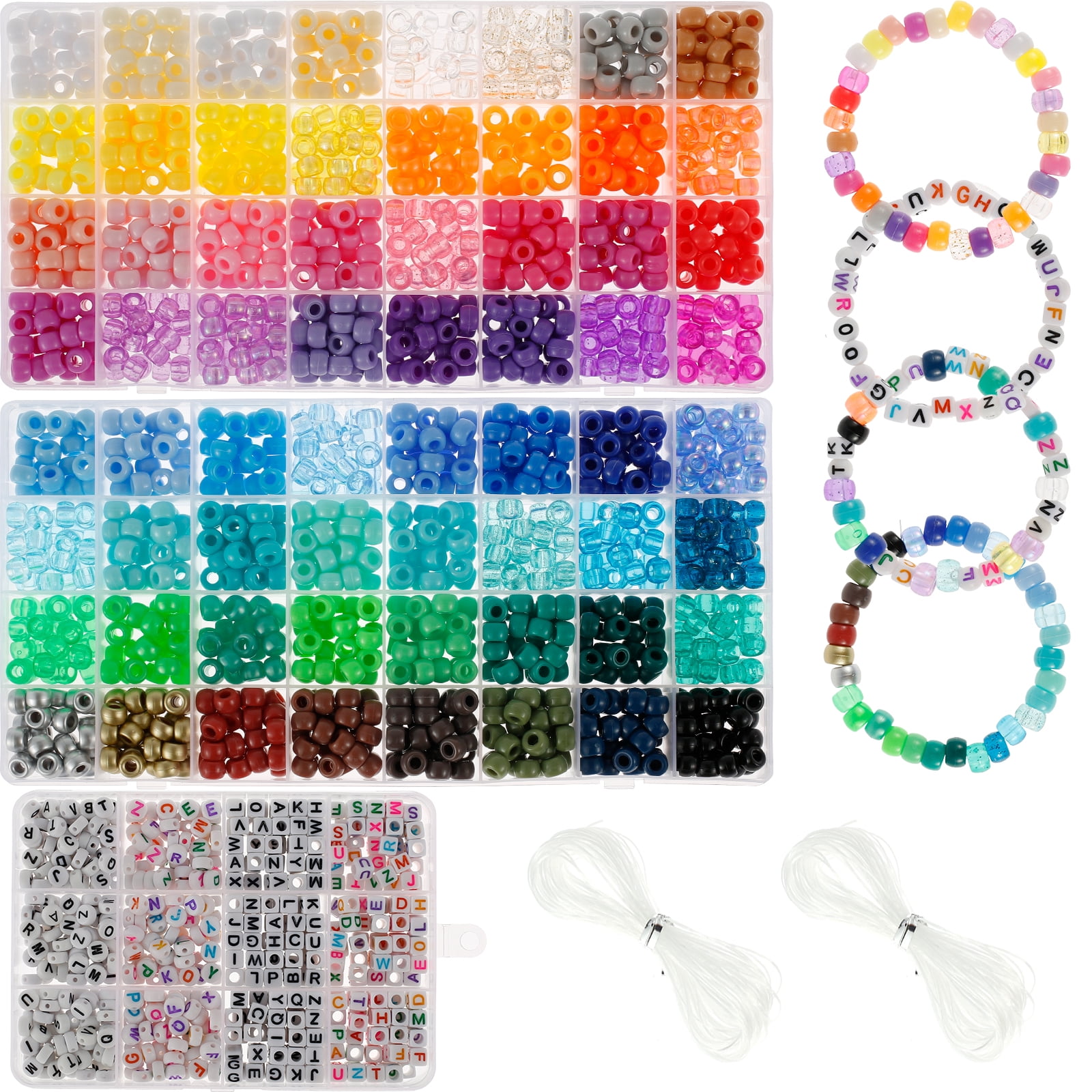 pluokvzr 1977pcs Pony Beads Kit for Bracelet Making 64 Colors 9mm Kandi