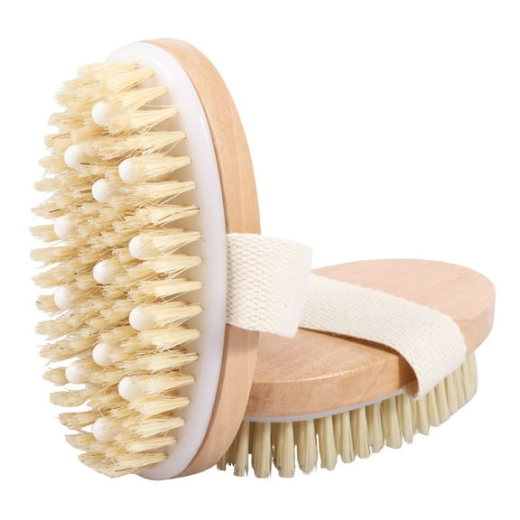 Pluokvzr 2 Pcs Multi Purpose Dry Brushing Body Brush Dry Body Scrub with Ergonomic Handle Natural Bristle Drying Physique Brush for Skin