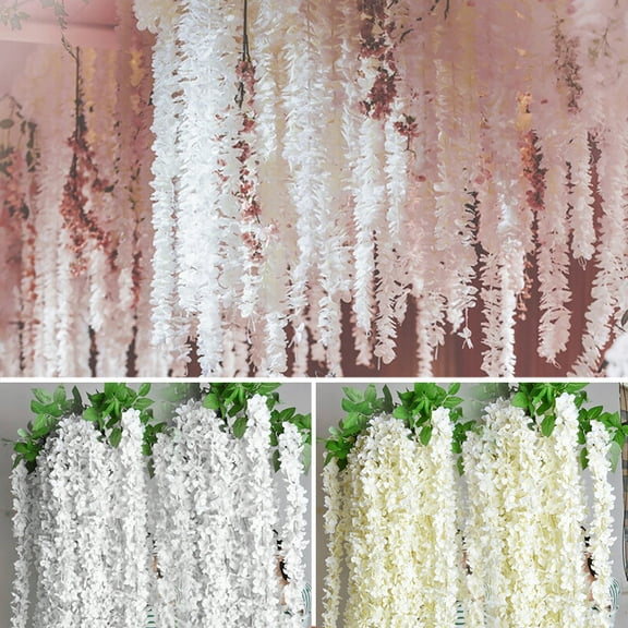 Fznkrag 20Pcs Artificial Wisteria Flowers 3.28ft Hanging Vine Garland Silk Flowers Wedding Party Decoration