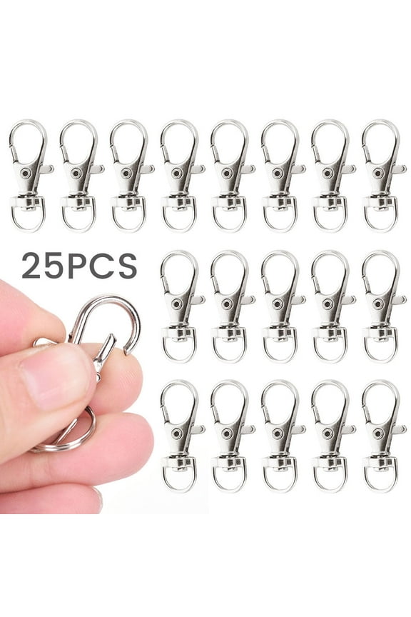 25X Lobster Clasp Swivel Clasps Split Keyring Fob Key Ring Key Findings Swivel Lanyards Snap Hooks Strap with Flat Split Key Rings Diy Bags Keychain