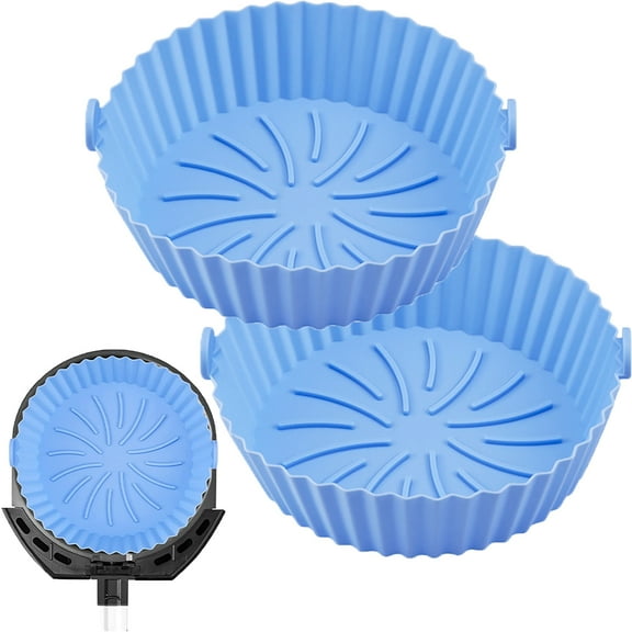 Fznkrag 2PCS Air Fryer Silicone Pot Reusable Air Fryer Silicone Basket Baking Pan Air Fryer Accessories Paper Liners Replacement