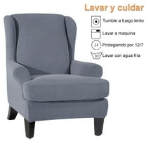 Pluokvzr 2PCS Wingback Chair Slipcovers Sofa Cover Furniture Protector Couch Soft Wing Stretch Spandex Cover Elastic Bottom Armchair Seat Cushion Covers Stretch