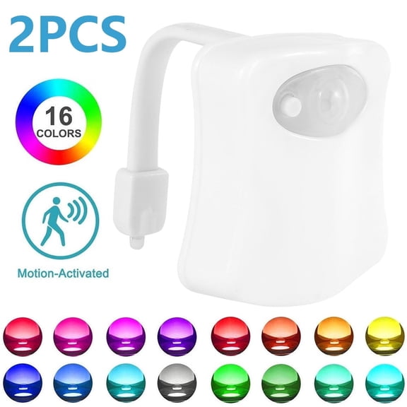 2PACK Toilet Night Light Motion Activated 8 Color Changing Led Toilet Seat Light Motion Sensor Toilet Bowl Light