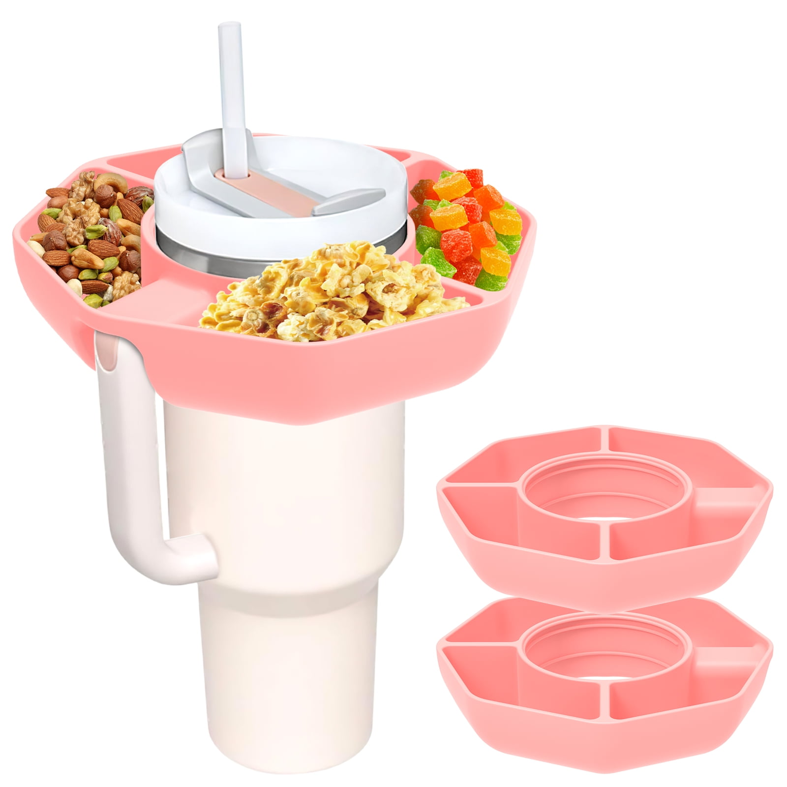 Fznkrag 2Pcs Cup Snack Bowl for 40oz Cups 4 Compartments Tumbler Snack ...