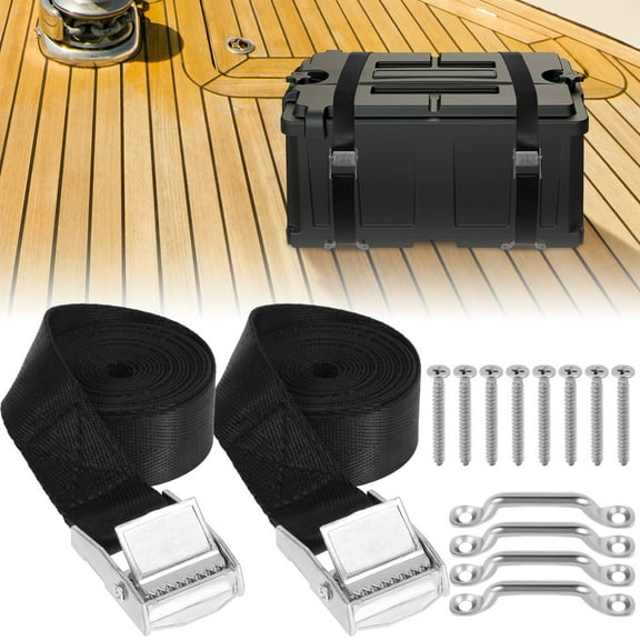 Pluokvzr 2pcs Battery Tie Down Strap Kit Portable Battery Box Hold Down Strap Kit Wear Resistant RV Battery Hold Down Kit Heavy Duty Battery Box Tie Down Strap Replacement for RV Battery