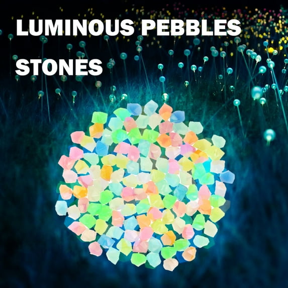 Fznkrag 300PCS Glowing Pebbles Stones,Glow in the Dark Stones Pebbles Rocks,Luminous Pebbles Cobblestones Gravel Decoration for Garden, Fish Tank, Aquarium, Pathway, Yard