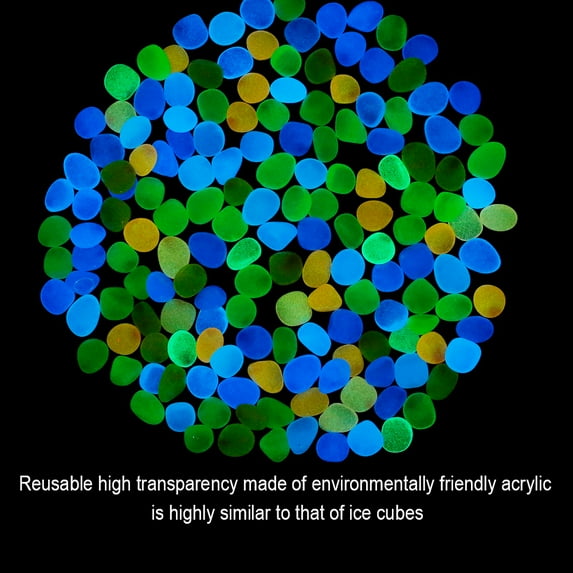 Fznkrag 300pcs Luminous Black Pebble Luminous Stone DIY Decorative Gravel Fish Tank Aquarium Indoor Outdoor Patio Decoration