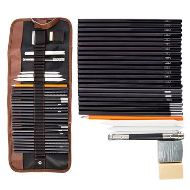 29 Pieces Sketching Pencils Set, Metal Box Packaging, Including Graphite Pencils,Charcoal