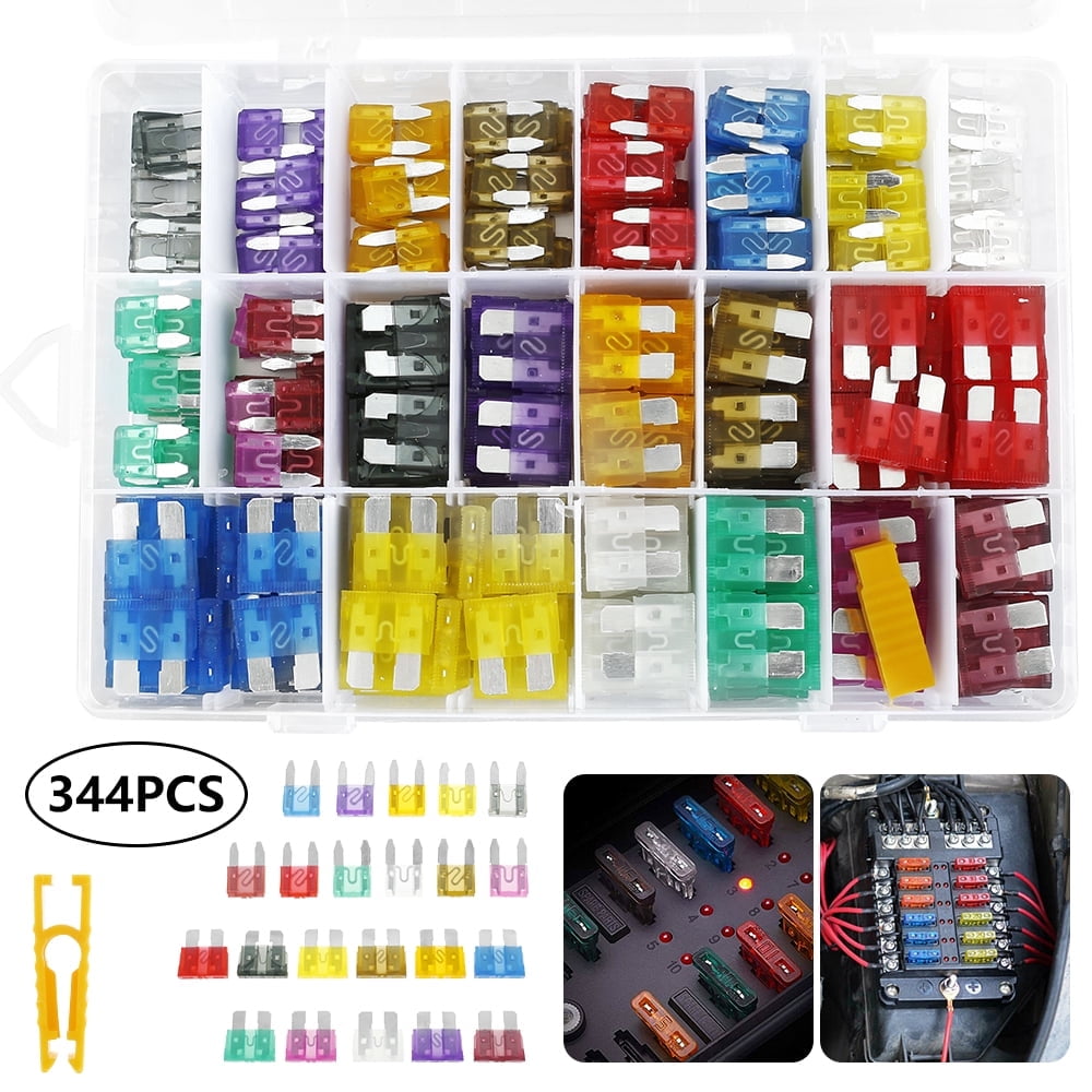 Pluokvzr 344x Car Fuses Assortment Kit Mixed Mini Blade Fuses Set
