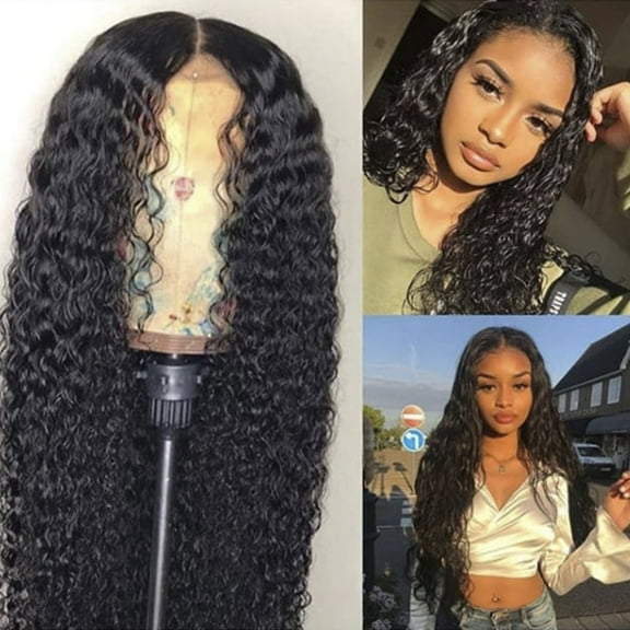 Keyohome 39" African Wavelet Hair Peruvian Curly Human Hair Wig Adjustable Curly Wigs for Women
